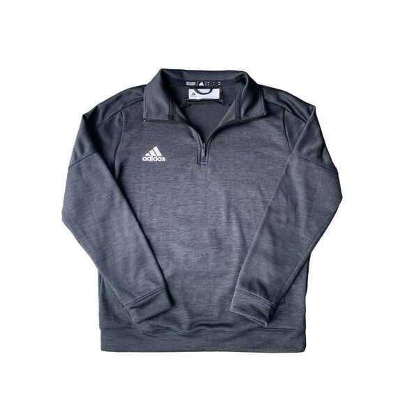 Adidas Climalite Gray 1/4 Zip Collated Training Fleece Sweatshirt - Picture 3 of 8